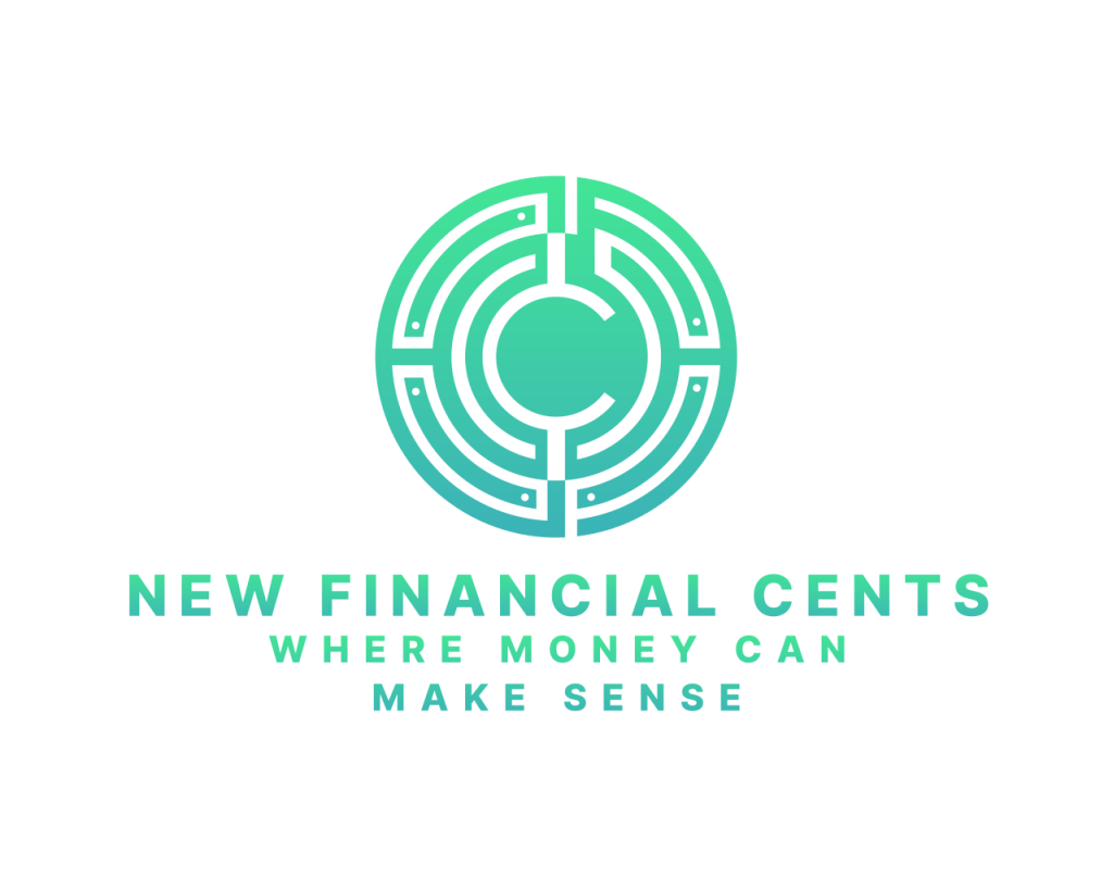 Logo for New Financial Cents featuring a circular maze design and the tagline 'Where money can make sense'.